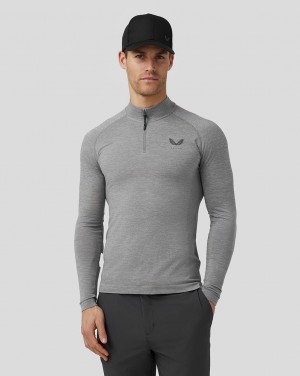 Castore Golf Body Mapped Seamless Quarter Zip Top Steel | 184KSYGUC