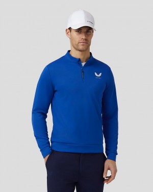 Castore Golf Club Classic Quarter Zip Top μπλε ρουά μπλε | 863PWOAHD