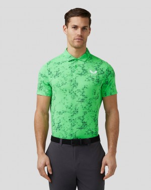 Castore Golf Short Sleeve Geo Printed Polo Lime | 159JRIOUC